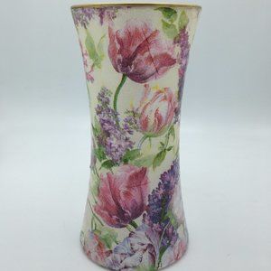 Tulips and Wisteria on an 8" Gathering Vase